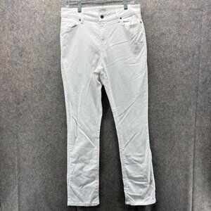 LL Bean Jeans Womens 12 White Favorite Fit Straight Leg Stretch Denim Pants